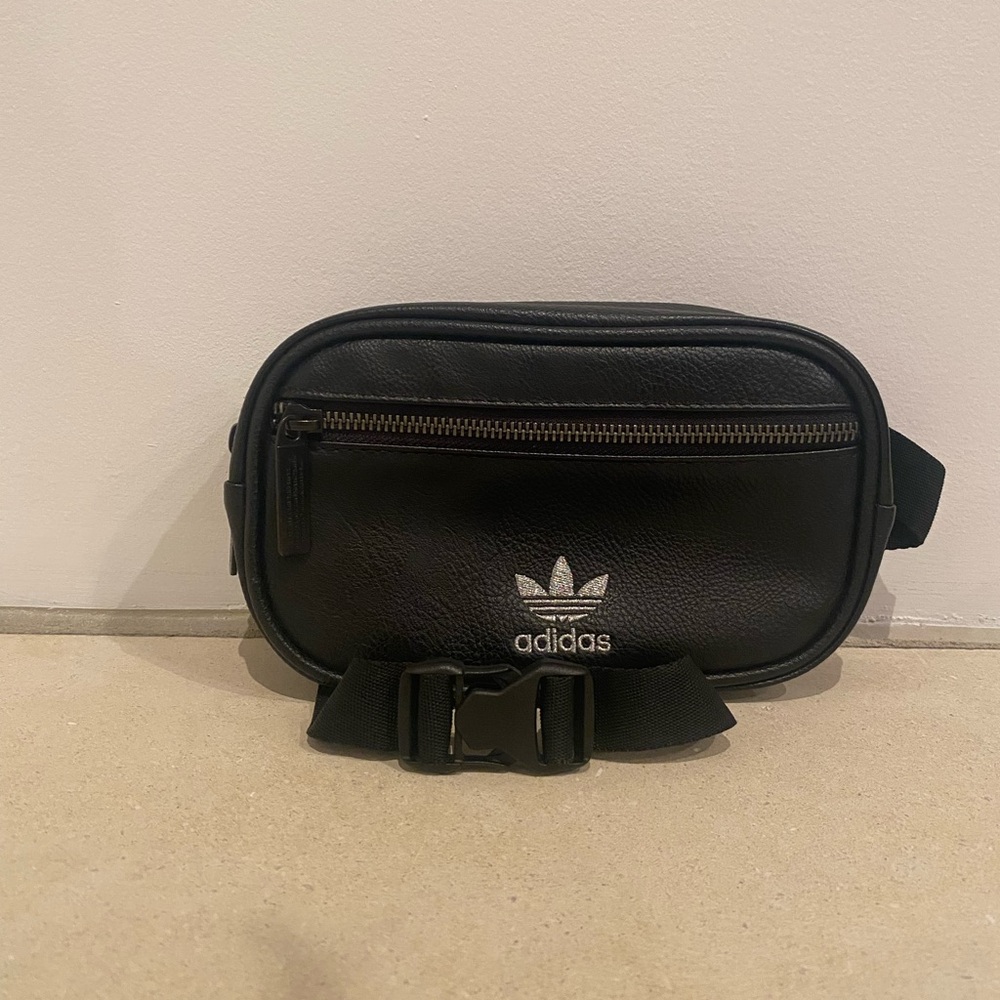 adidas Black TPU Leather Waist Bag